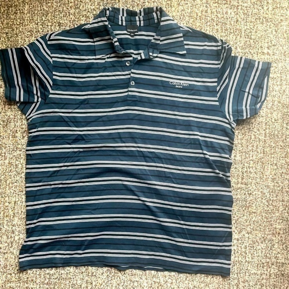 Calvin Klein Men's Blue Striped Shirt